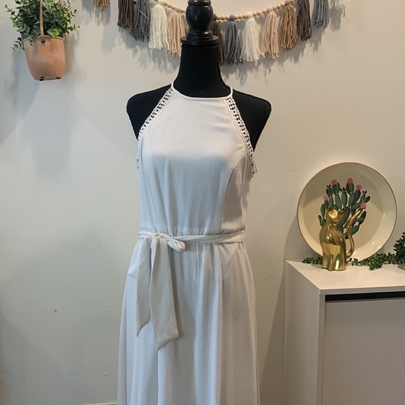 Robe longue imprimée rouge écru dos nus - Maelle | Motus Boutique